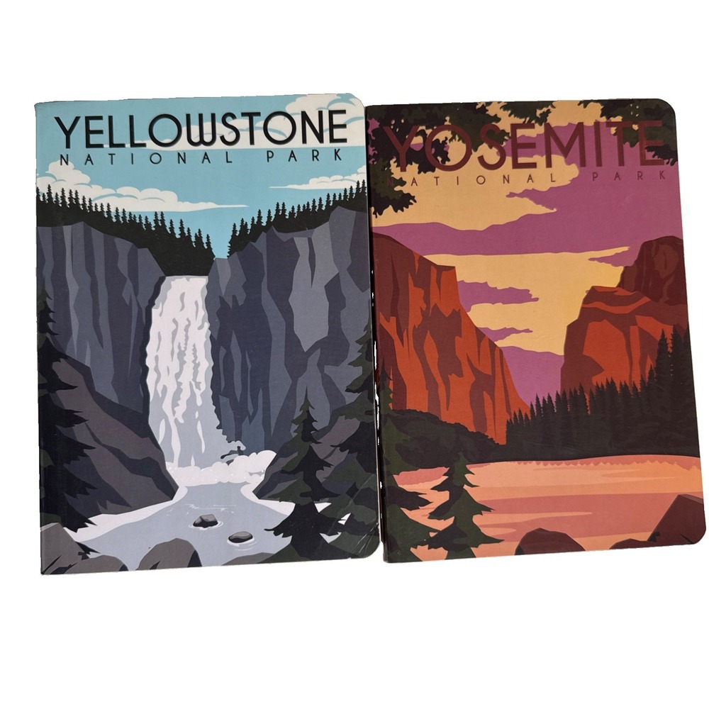 National Parks Notebook Journal Yosemite, Yellowstone Lot Of 2 Writing Logs NEW
